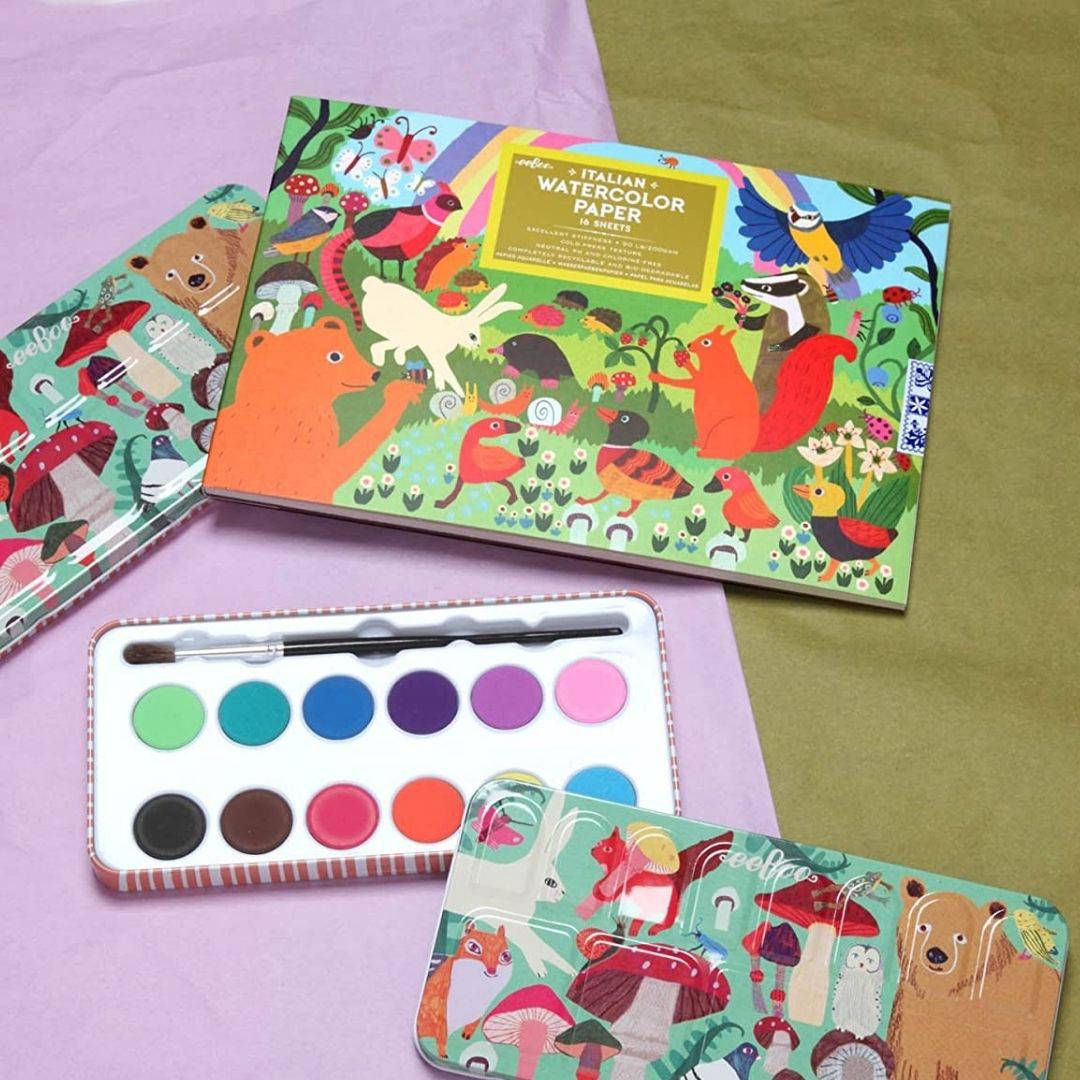 Ensemble aquarelles et blocs de papier italiens (Forêt)
