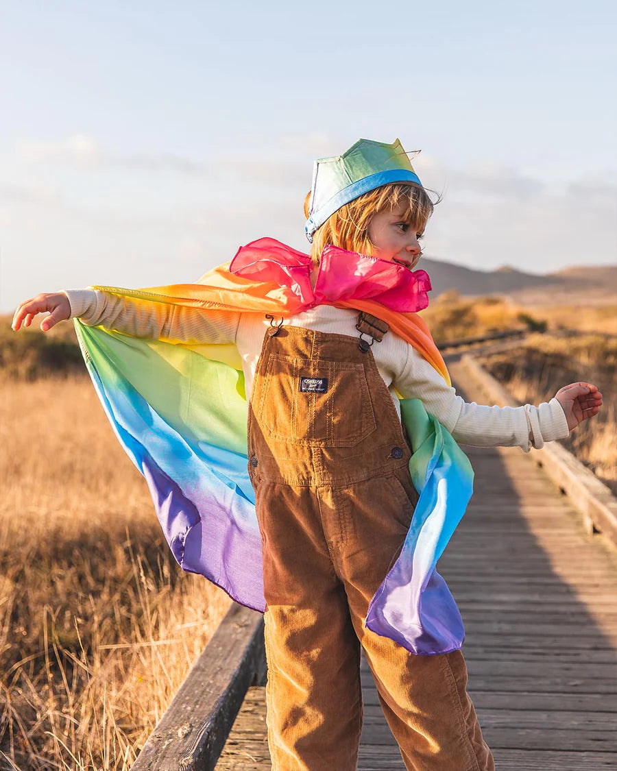 Cape arc en ciel, costume en soie