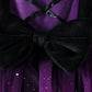 Girls Trendy Spider Print Stitching Mesh Puffy Dress, Halloween