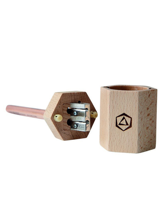 Taille-crayon double en bois