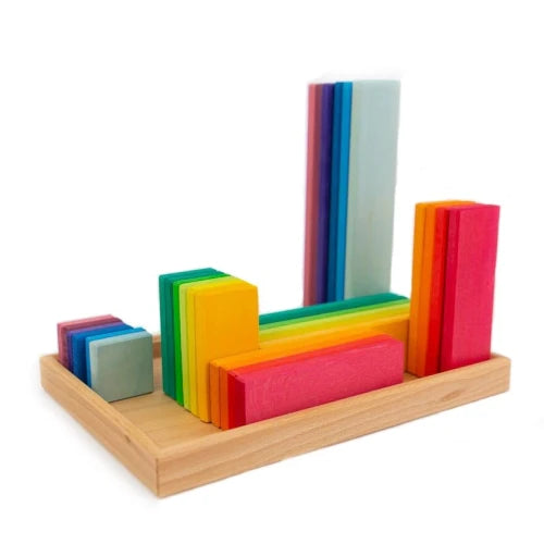 Planchettes de construction arc-en-ciel; 32 pièces