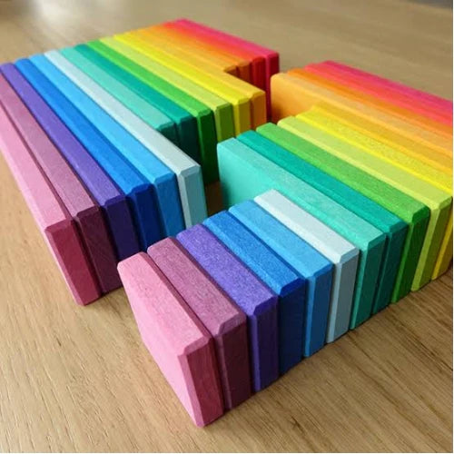Planchettes de construction arc-en-ciel; 32 pièces