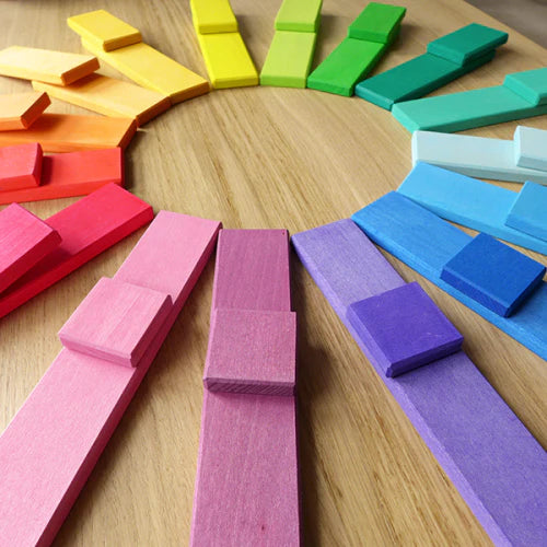 Planchettes de construction arc-en-ciel; 32 pièces