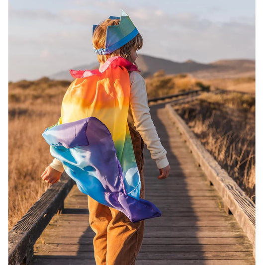 Cape arc en ciel, costume en soie