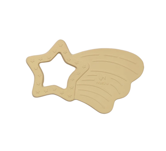 Anneau de Dentition en Caoutchouc Naturel - Étoile Filante - Jaune Pâle