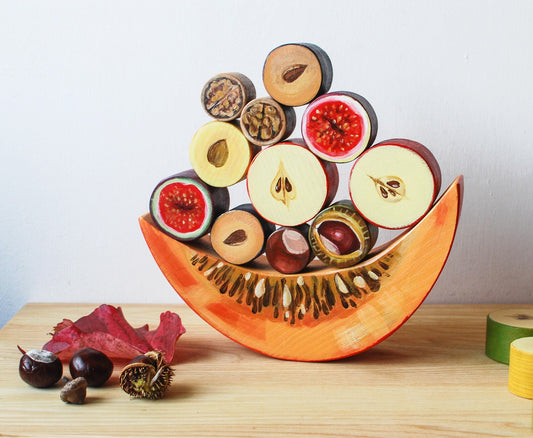 Jouet d'équilibre en bois - Fruits de l'Automne.